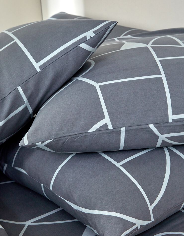 Linge de lit Geoffroy en coton à motifs graphiques (gris)