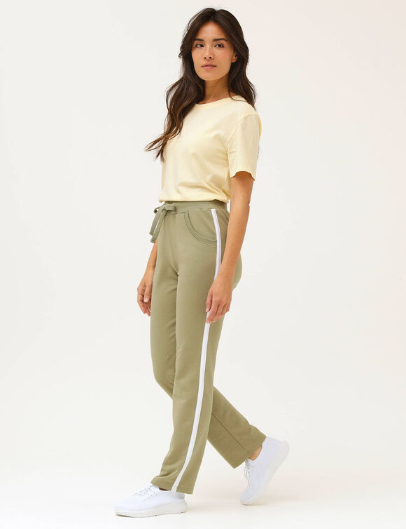 Pantalon jogging bicolore (kaki clair / blanc)