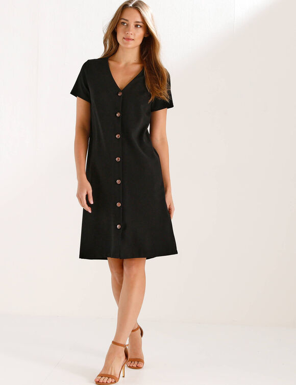 Robe boutonn&eacute;e en maille milano (noir)
