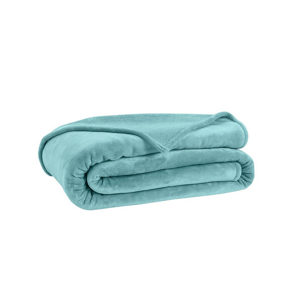 Deken met pluchetouch (celadon)