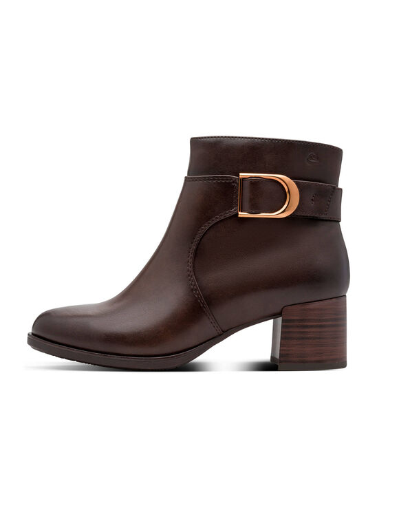 Boots boucle &agrave; talon grande largeur (chocolat)