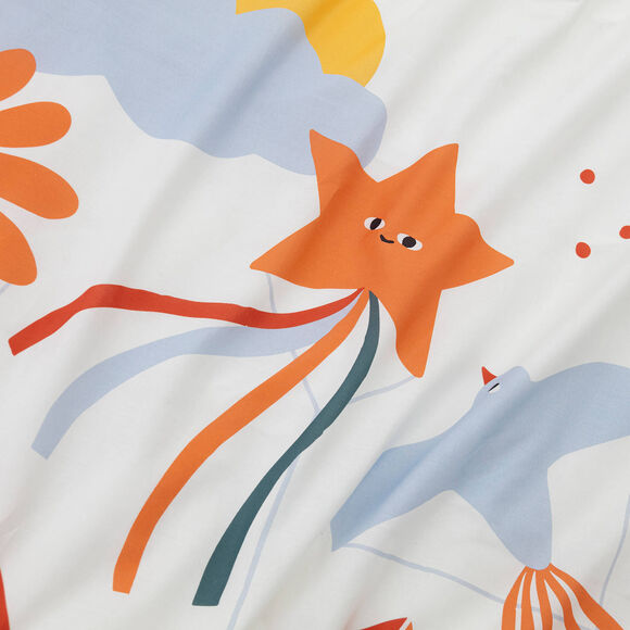 Linge de lit enfant Cerf volant imprimé, coton (écru)