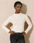 Effen T-shirt met opstaande hals in biokatoen(**) (beige)