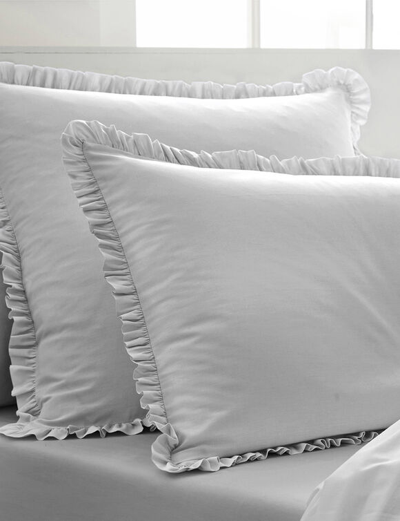 Linge de lit uni - percale de coton 72 fils/cm&sup2; (gris perle)