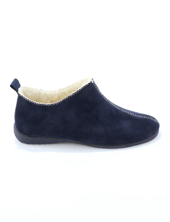 Chaussons bottillons fourrés, suédine (bleu)