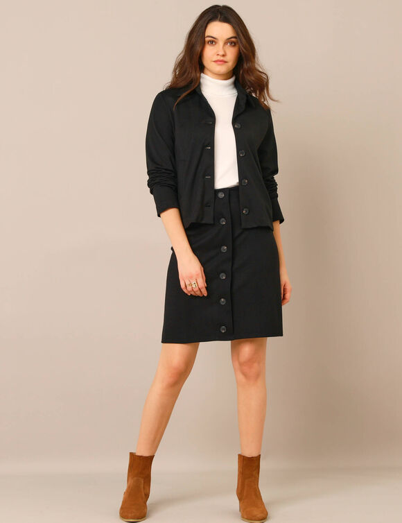 Veste boutonnée, maille milano (zwart)