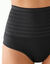 Gaine affinante maille satin&eacute;e et tulle jacquard - maintien intense (noir)