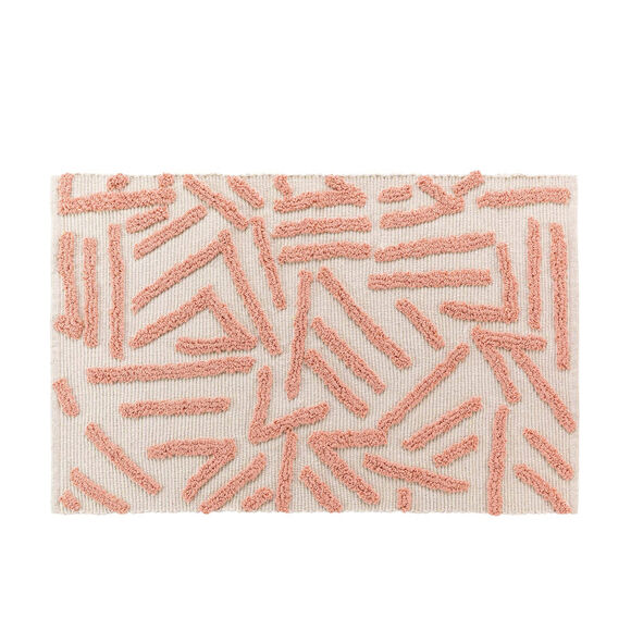 Tapis rectangulaire avec reliefs (écru / corail)