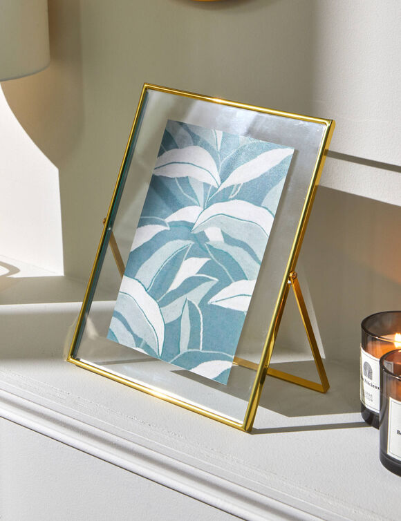 Cadre photo en verre transparent (dor&eacute;)