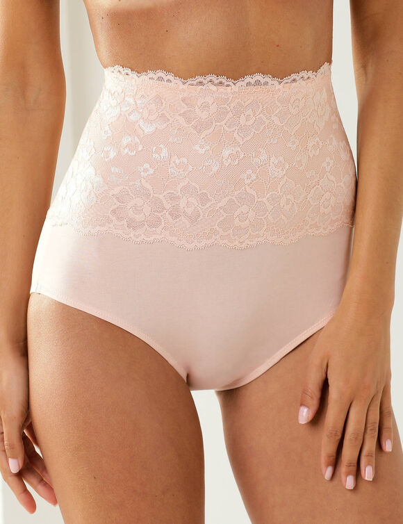 Culotte coton et dentelle taille super haute (poudre)
