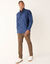 Chemise boutonn&eacute;e unie Oxford manches longues (bleu ardoise)