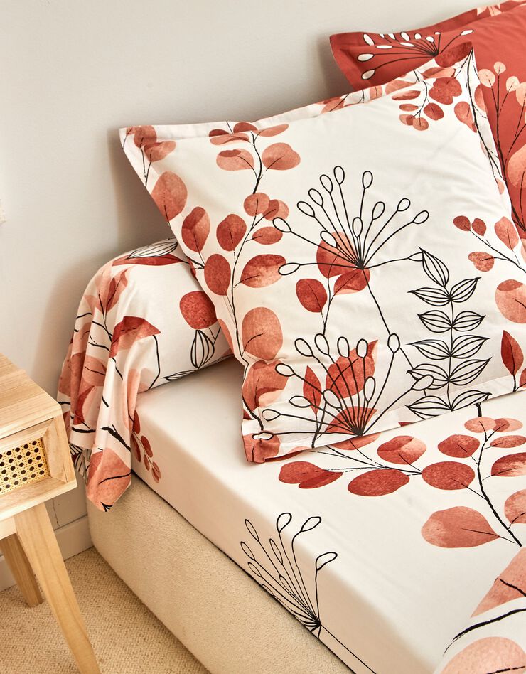 Linge de lit Danae en coton imprimé (terracotta)