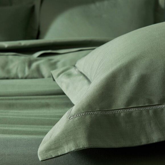 Linge de lit uni polyester-coton Colombine (eucalyptus)