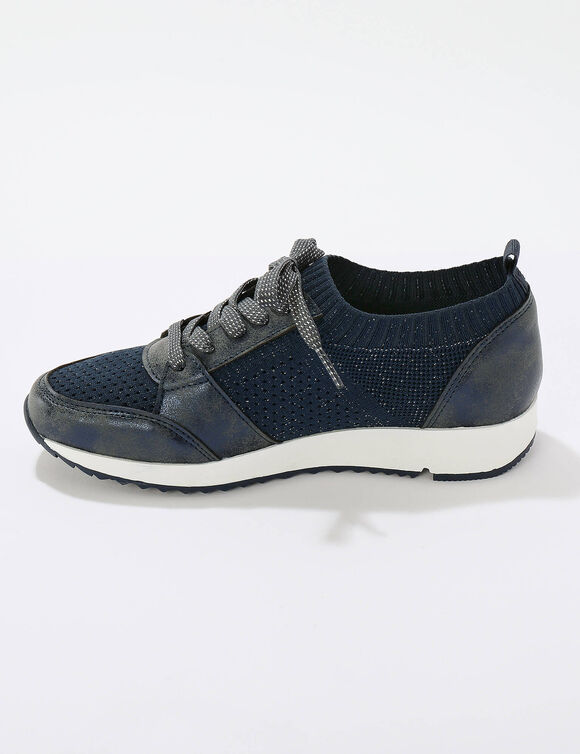 Comfortabele sneakers met fantasietricot (blauw)