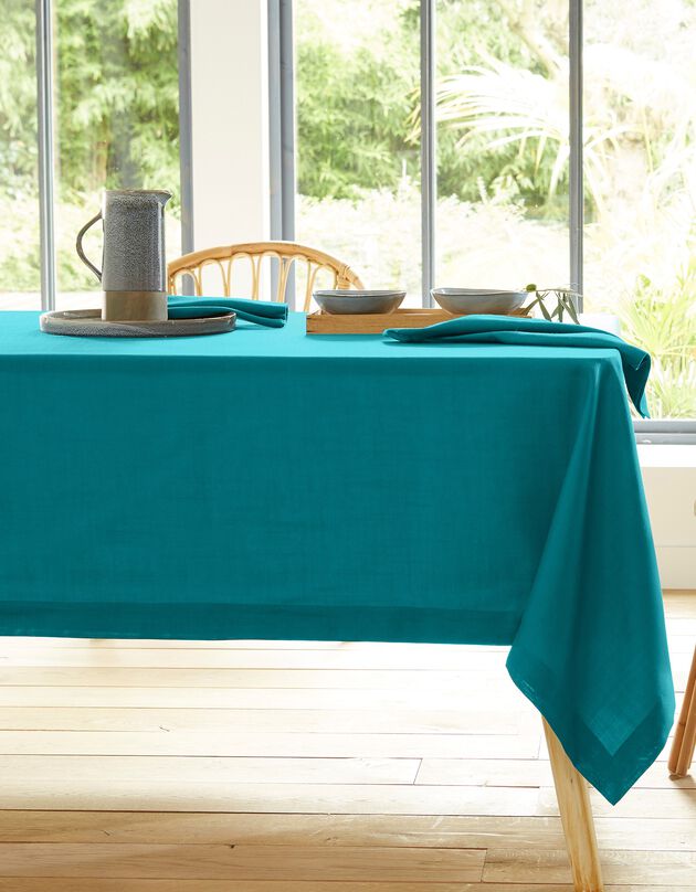 Nappe aspect lin (bleu canard)
