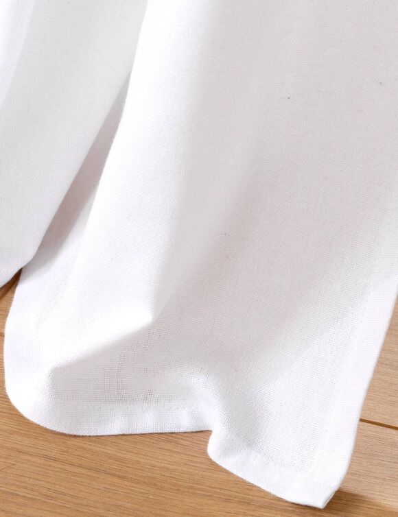 Rideau pompons et fleurs (blanc / vert / doré)
