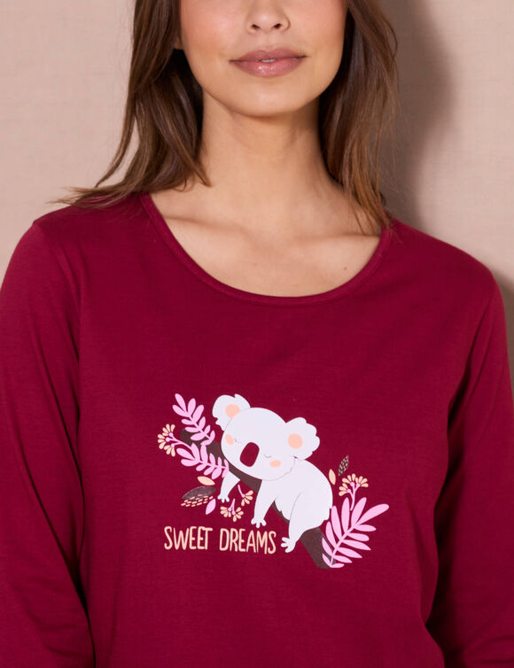 Pyjama manches longues motif "koala" (cerise)