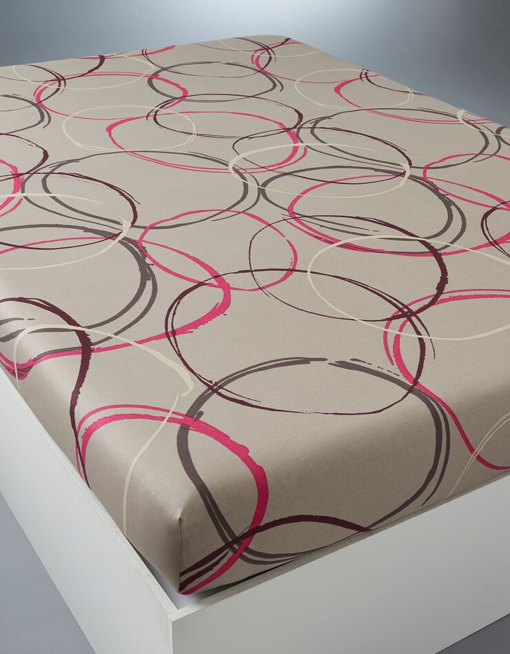 Linge de lit Noémie polycoton imprimé cercles, taupe grisé Linge de lit Noémie polycoton imprimé cercles, taupe grisé, hi-res image number 3
