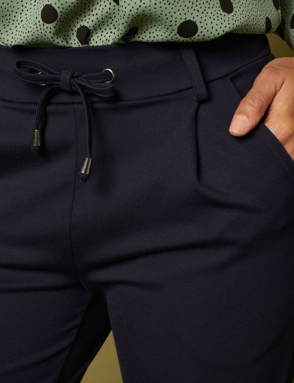 Effen chino broek, milanotricot (marine)