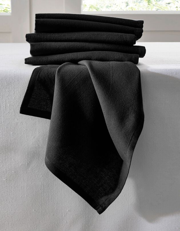 Serviette de table unie - lot de 6 (noir)