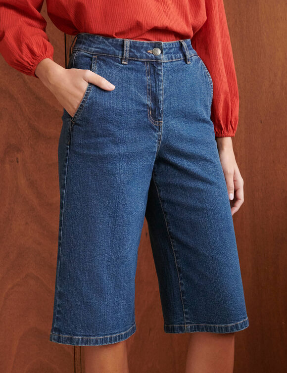 Bermuda met rechte, wijde pasvorm, jeans (stone)