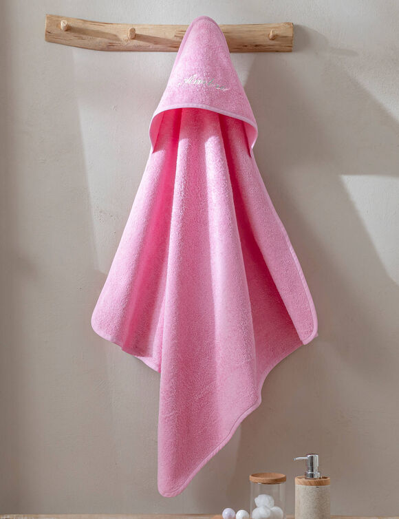Badcape voor baby, personaliseerbaar (roze)
