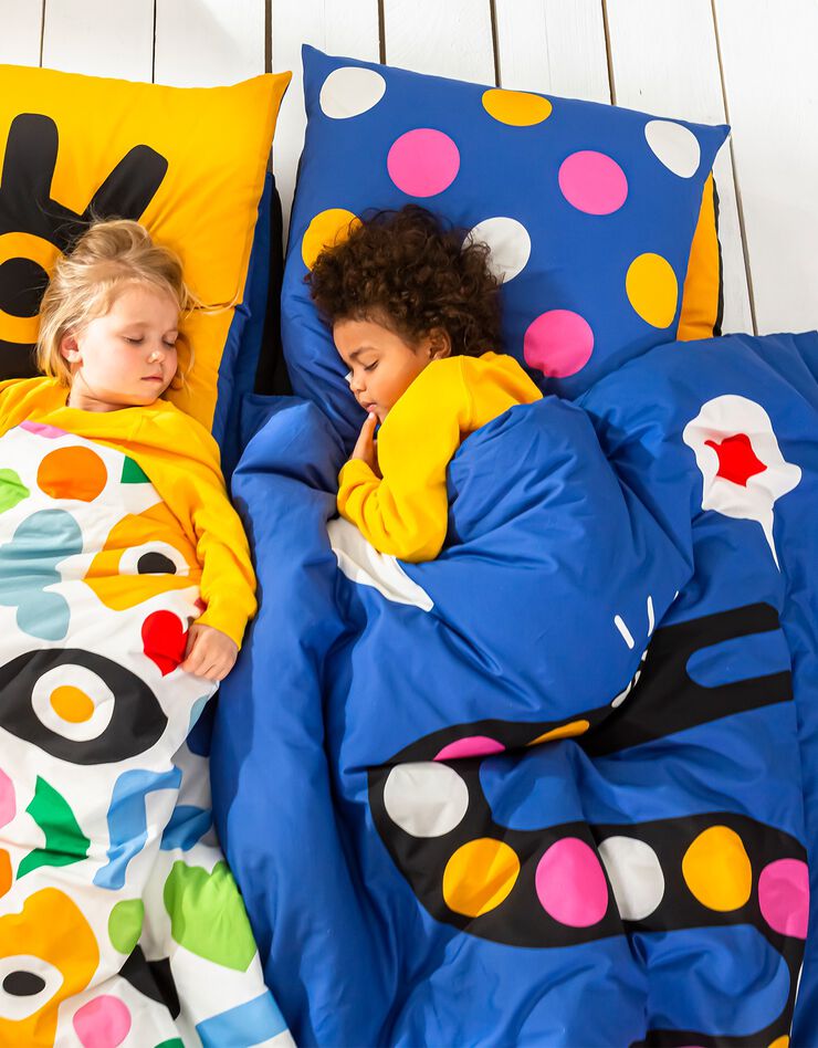 Linge de lit Serpent 1 personne en coton, collection enfant LEM (bleu)