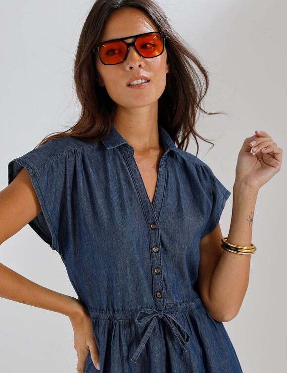 Robe chemisier en jean, manches courtes (stone)