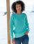 Trui met ronde hals in ribtricot (turkoois)