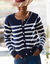 Gestreepte cardigan met knopen (marine / ecru)
