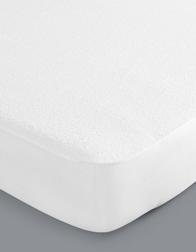 Ondoorlatende matrasbeschermer in badstof (wit)