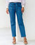 Rechte jeans met hoge taille, bindceintuur (bleached)