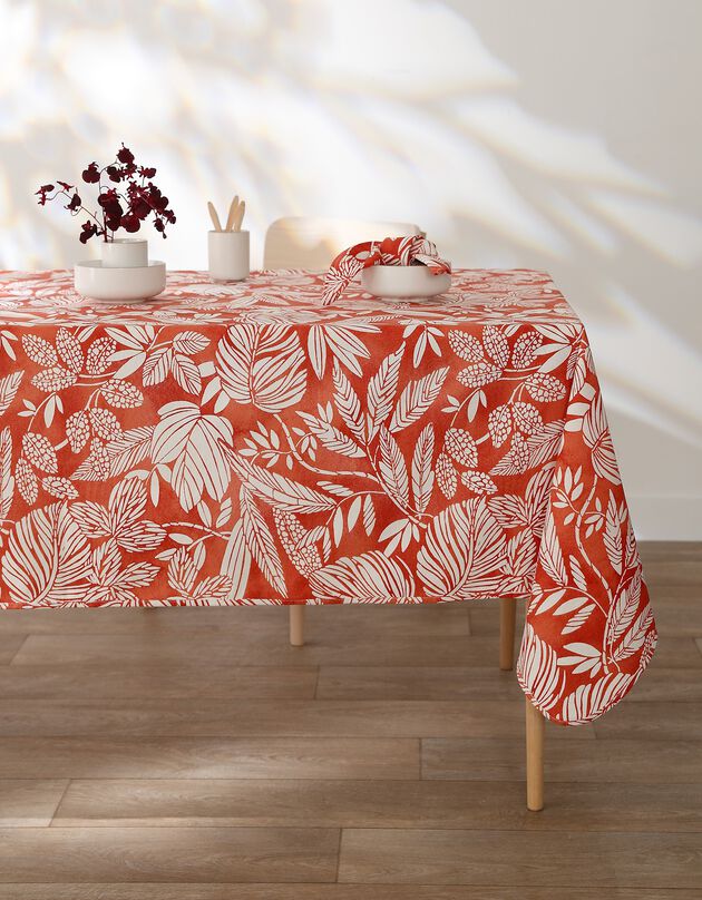 Nappe anti-taches imprimé végétal (terracotta)