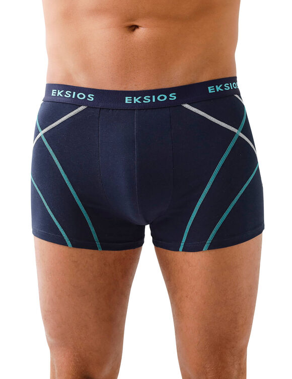 Stevige effen boxer met elastische tailleband en contrasterende stiksels - set van 4 (blauw / marine)