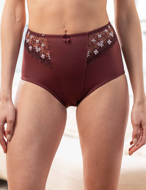 Gainette microfibre tulle brodé Caminata (chocolat)