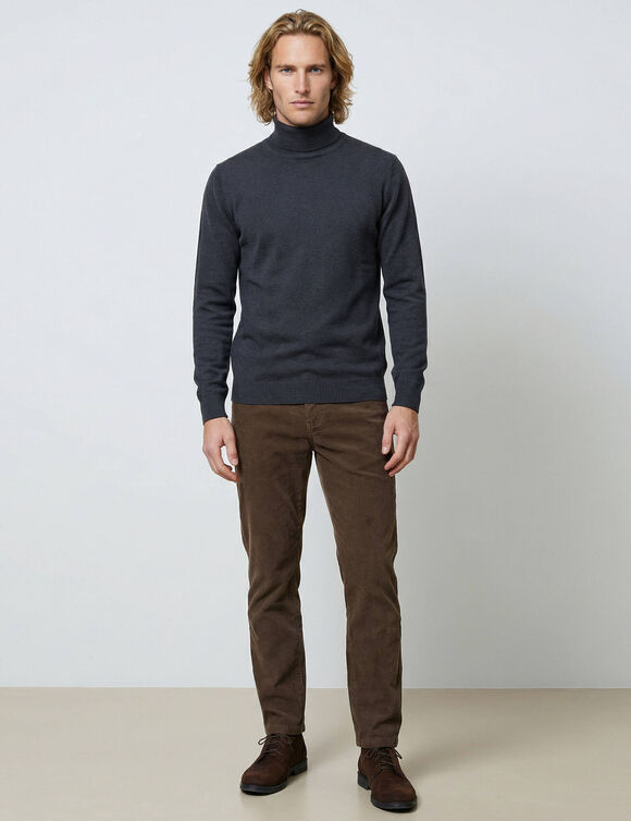 Pull col roul&eacute; en laine m&eacute;lang&eacute;e (anthracite)