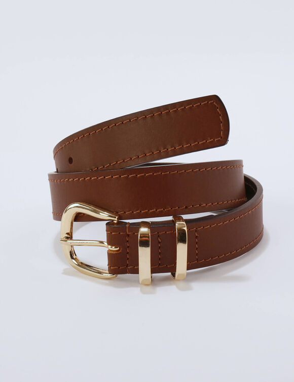 Leren riem met gesp (donkerbruin)