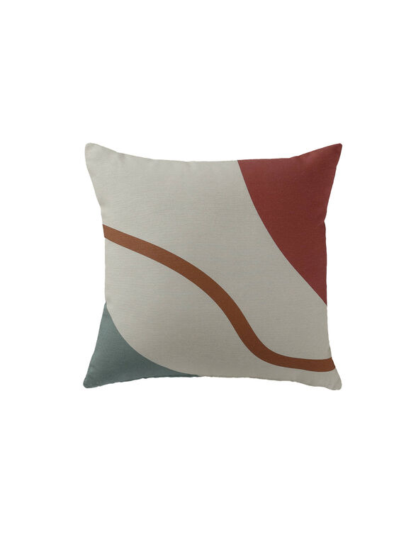 Housse de coussin imprimé "courbes" - lot de 2 (écru / terracotta)