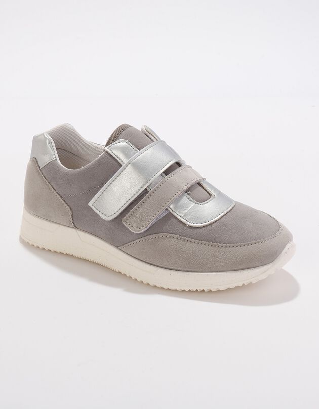 Sneakers met scratchsluiting, in rekbaar materiaal, speciaal voor gevoelige voeten (grijs)