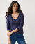 T-shirt met V-hals en lange mouwen (marine)