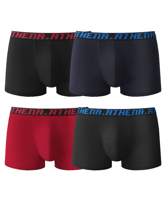 Lot de 4 boxers My Petit Prix Athena&reg; (noir + rouge + marine)