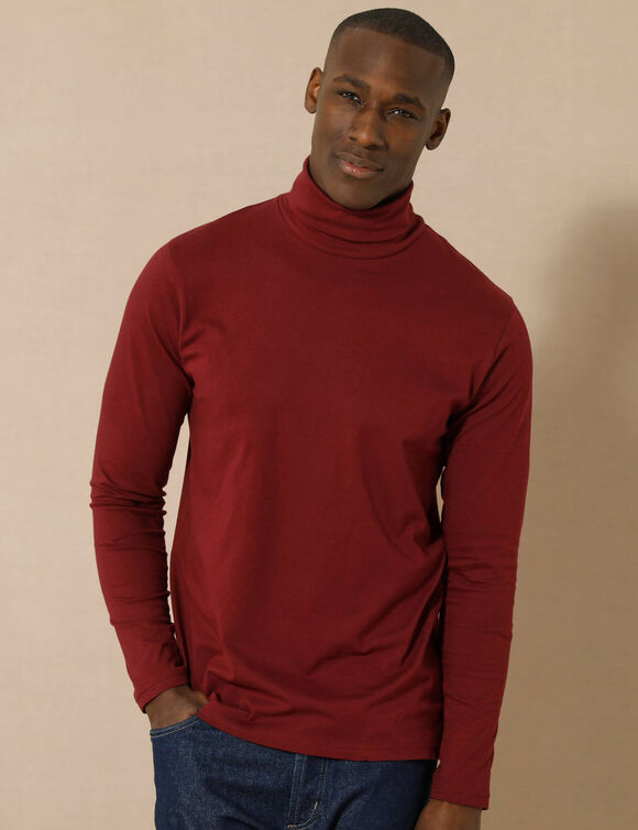 T-shirt col roul&eacute; manches longues (bordeaux)