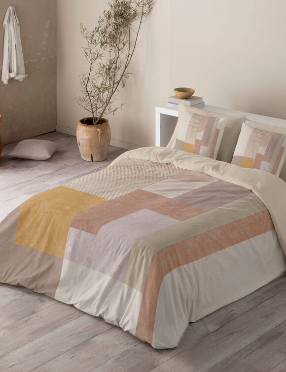 Bedlinnen Nino in katoen met geometrische print (beige)