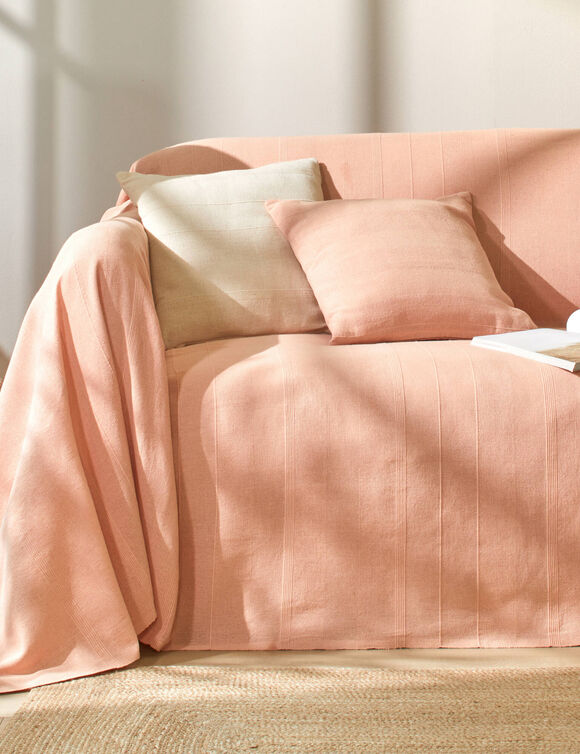 Housse coussin unie coton tissage artisanal - lot de 2 (rose)