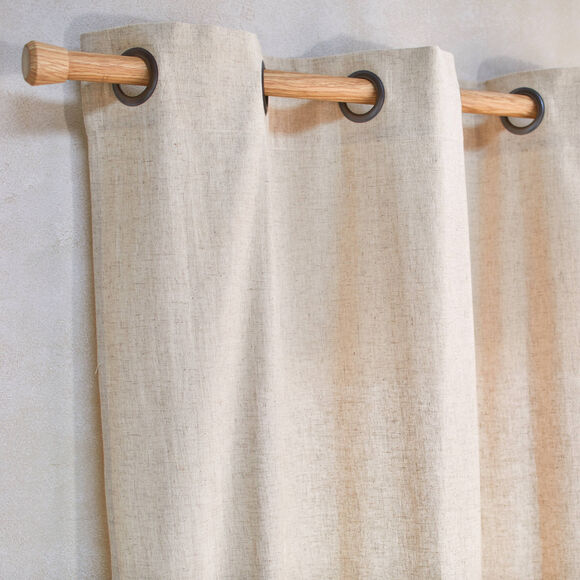 Rideau coton lin base fleurie (vert / orange)