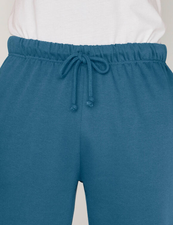 Pantalon jogging molleton bas &eacute;lastiqu&eacute; (bleu p&eacute;trole)
