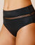 Paia microvezel en plumetis tule slip met hoge taille - set van 2 (zwart)