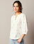 Blouse manches 3/4, broderies papillons (blanc)