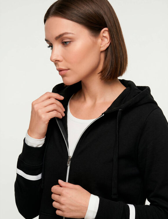 Veste bicolore zipp&eacute;e molleton gratt&eacute; (noir / blanc)