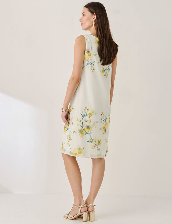 Robe courte sans manches voile base imprim&eacute;e (vanille)